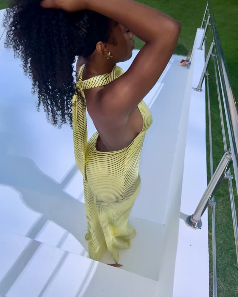 Satin Effect Halter Neck Long Dress - Image 4