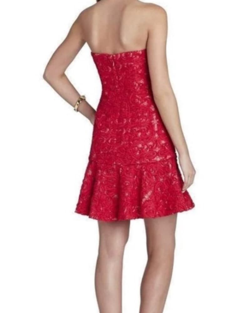 BCBG Red Floral Drop Waist Mini - Image 4