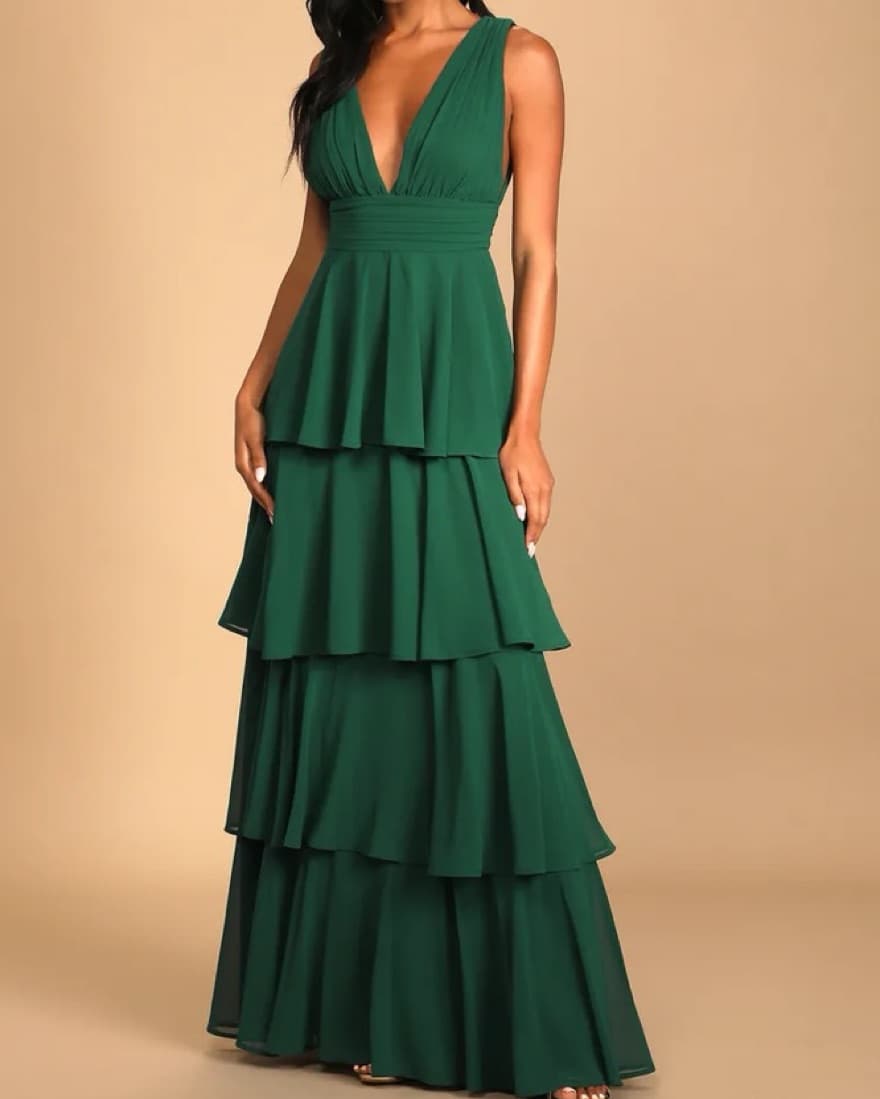 Green Tiered Gown - Image 1