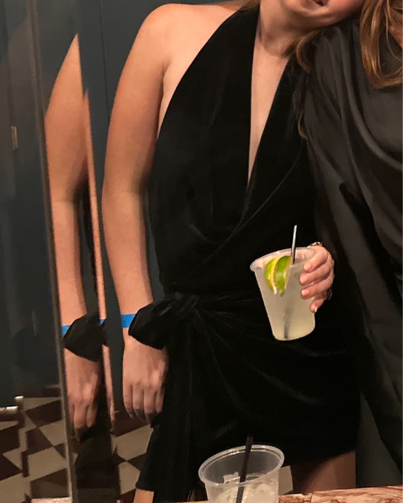 Zara Velvet Mini Dress With Fringe Tie  - Image 2