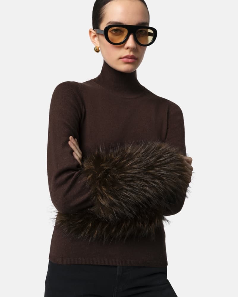 Aspen Fur Cuff Turtleneck - Image 1