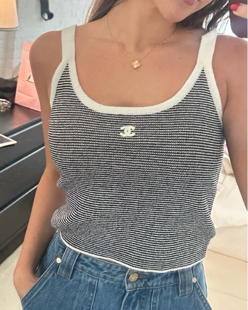 Black Chanel Tank Top Striped  - Image 2