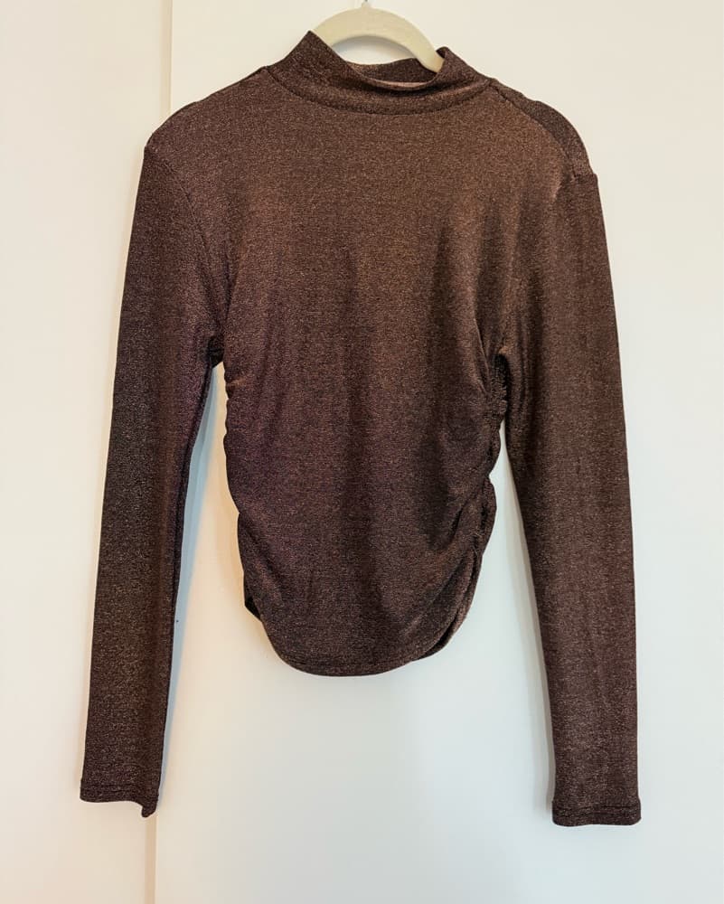 Ruched Sparkle Mock Neck Top - Image 4