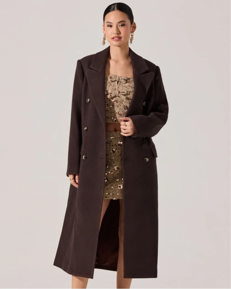 Brown Double Breasted Coat  - Image 2