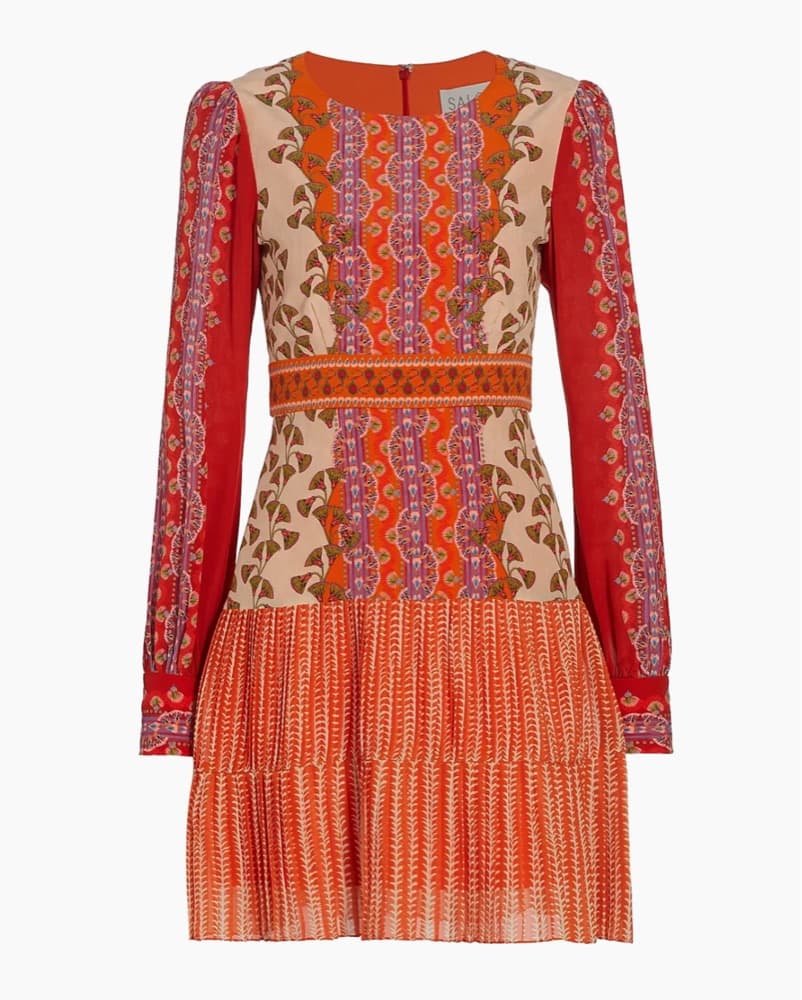Saloni Vera Silk Floral Long-Sleeve Mini - Image 2
