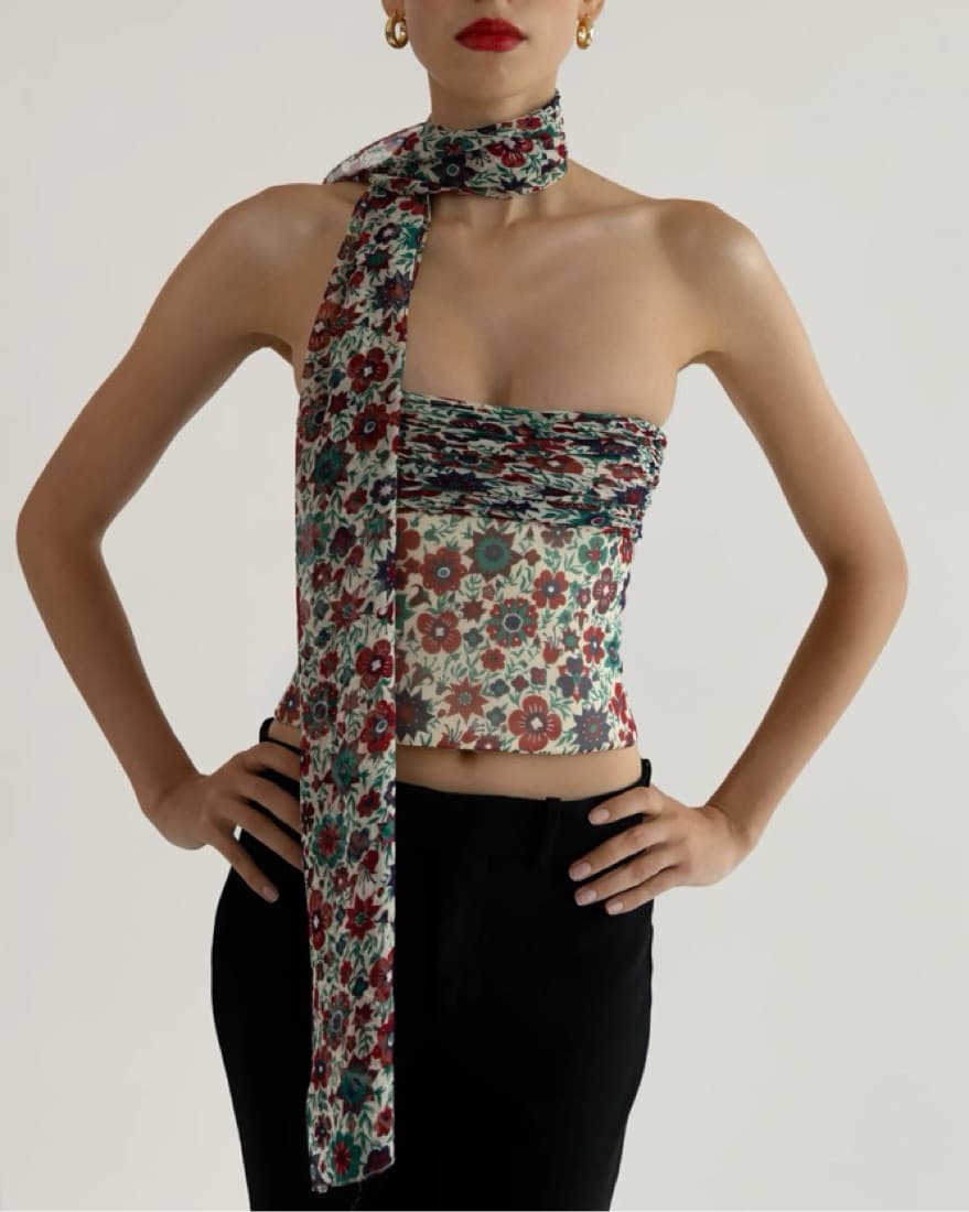 Orseund Iris Chiffon Floral Bustier - Image 1