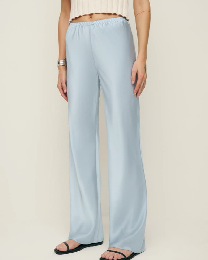 Reformation Satin Mid Rise Pants - Image 1