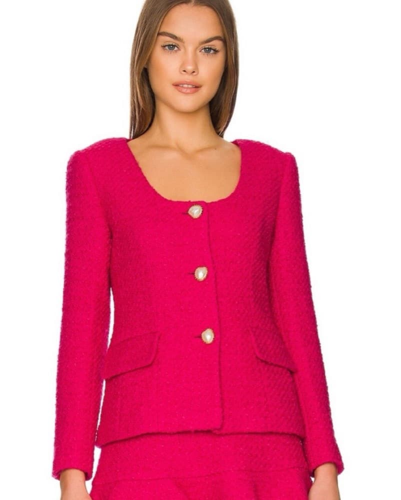 Amanda Uprichard Hot Pink Tweed Jacket - Image 3