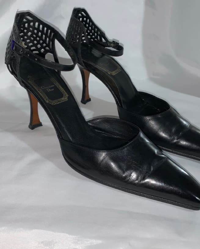 RARE!  DIOR size 37.5 black calfskin WEB - Image 5