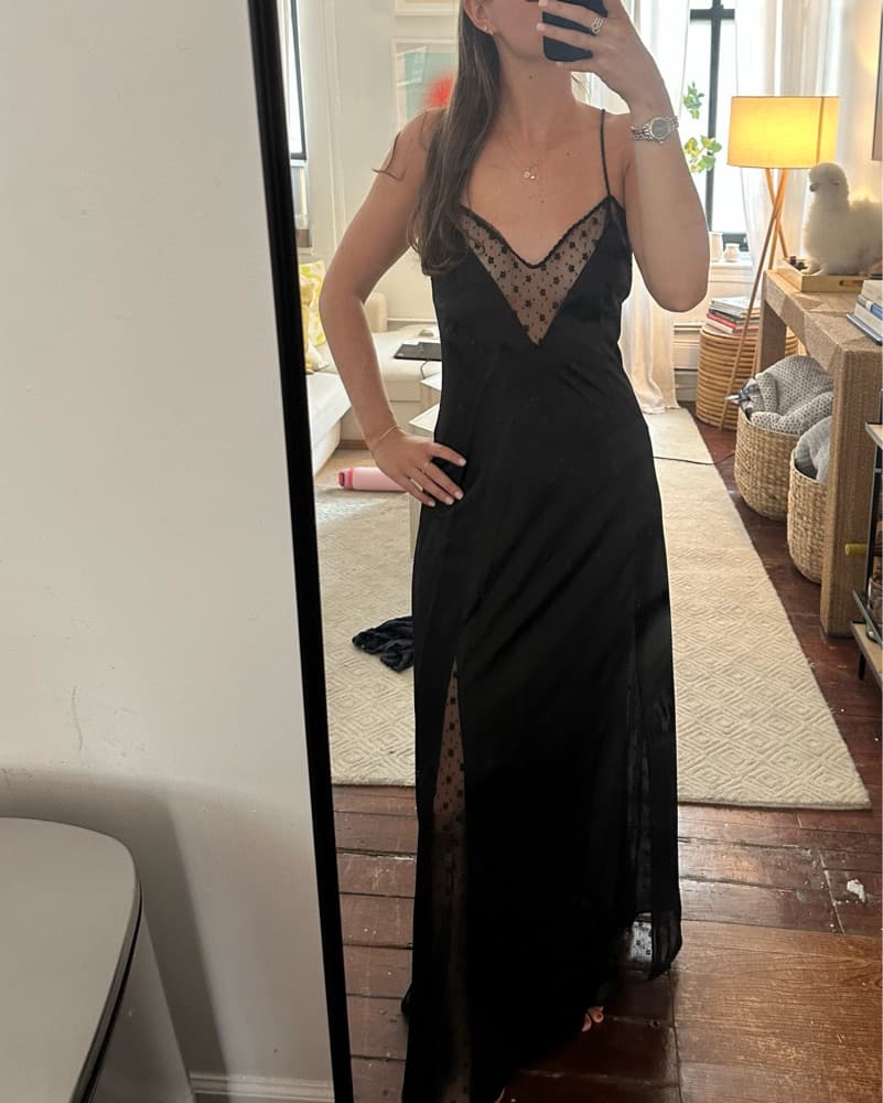 Vintage Black Slip Dress - Image 1