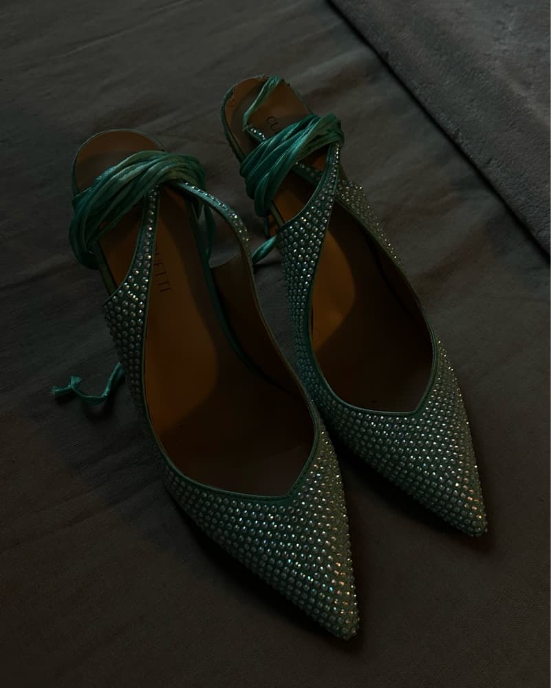 Teal Crystal-Embellished Sandals - Image 3