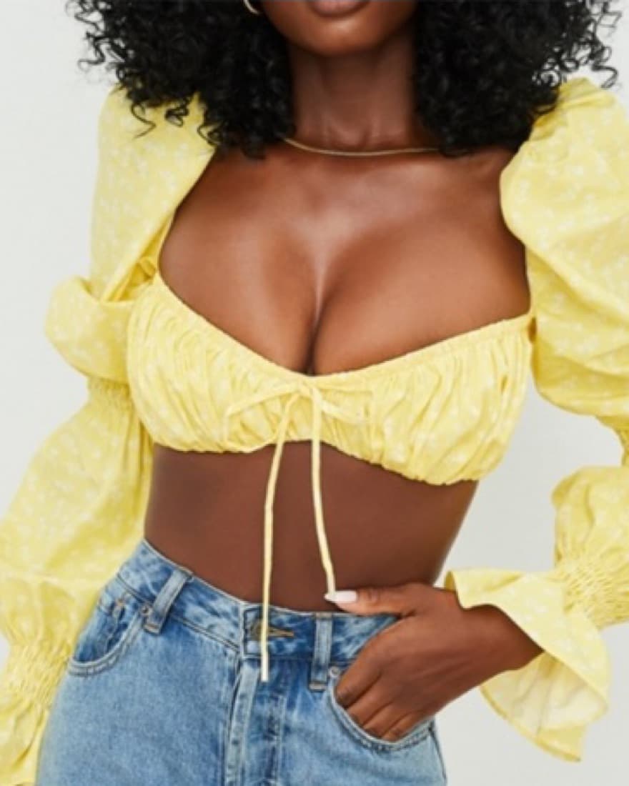 House Of CB Lemon Floral Shirred Top  - Image 4
