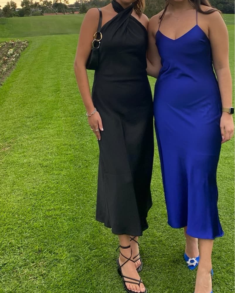 Black Silk Halter Dress - Image 2