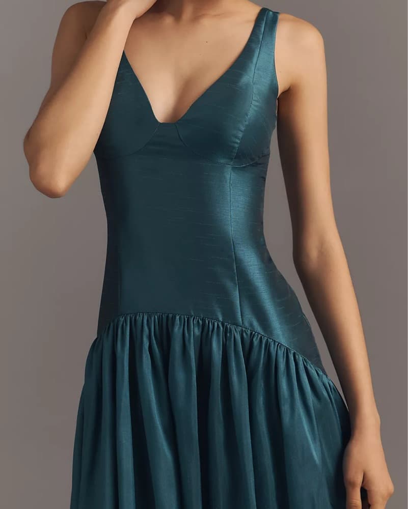 V-Neck Drop-Waist Maxi Dress - Image 2