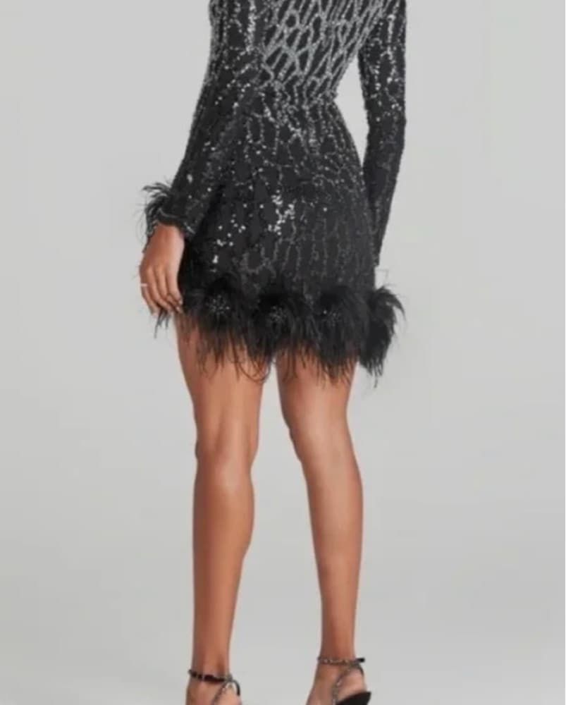 Glamorous Sequin Feather Dress - Image 2