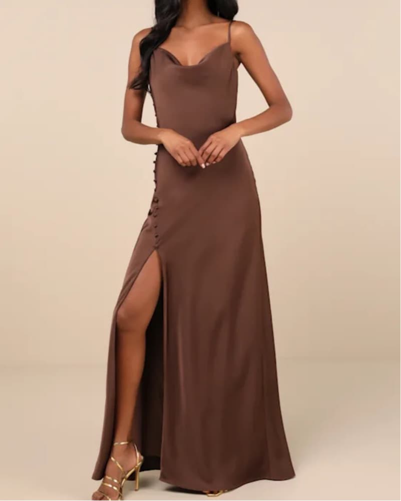 Lulu’s Brown Silk Dress - Image 1