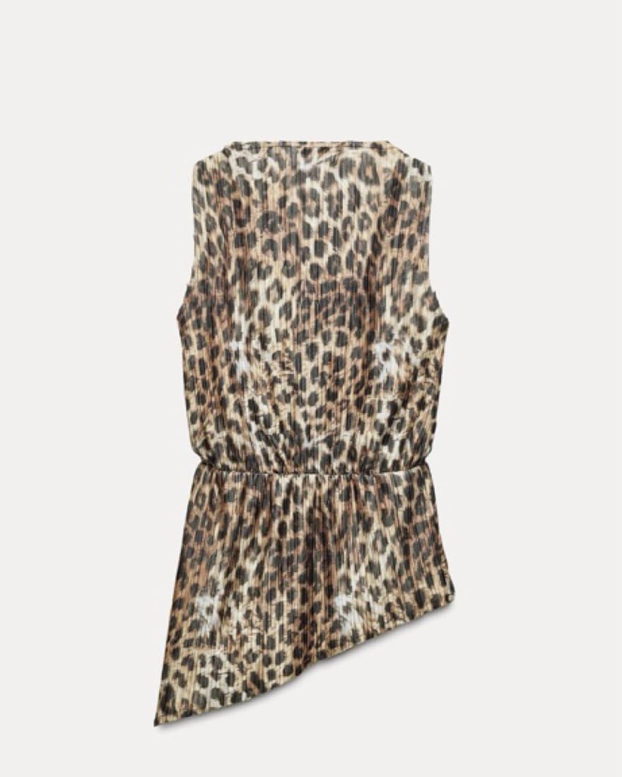 Leopard Asymmetric Pleated Top - Image 4