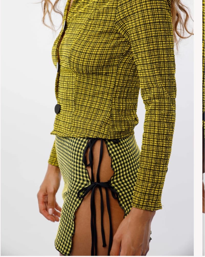 Caro Luna - Yellow Black Gingham Skirt - Image 1