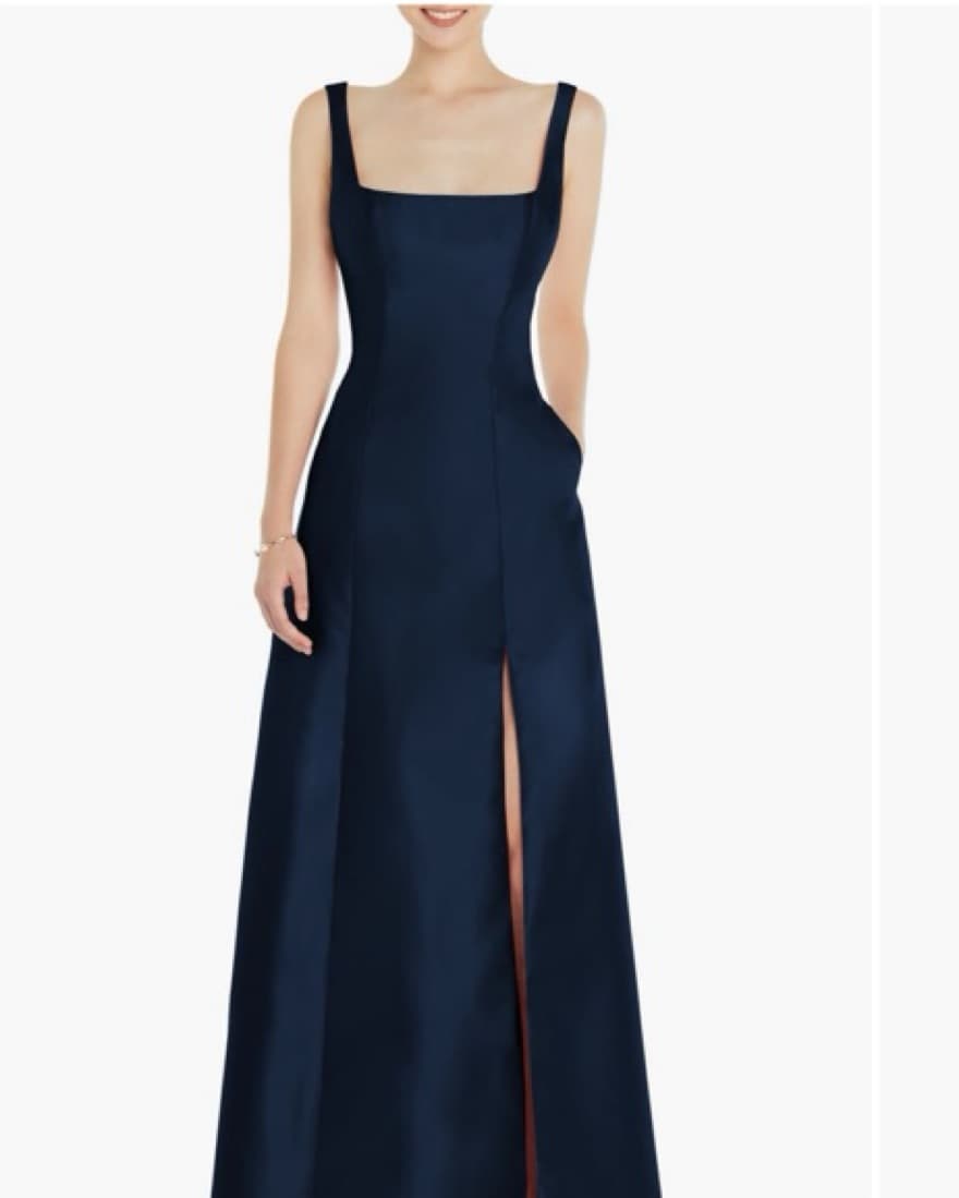 Square Neck Satin A-Line Gown - Image 2