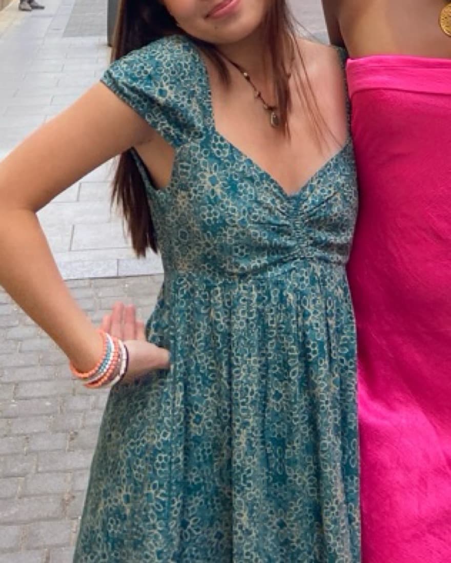Free People Teal Flowy Mini Dress - Image 1
