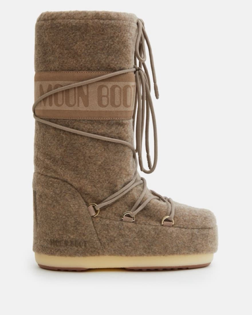 ❄️ Wool Beige Moon Boot Lace-Up Boots - Image 2