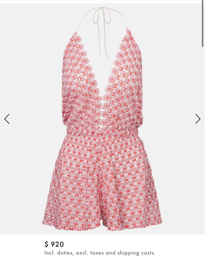 MISSONI Open-knit lamé playsuit - Image 1