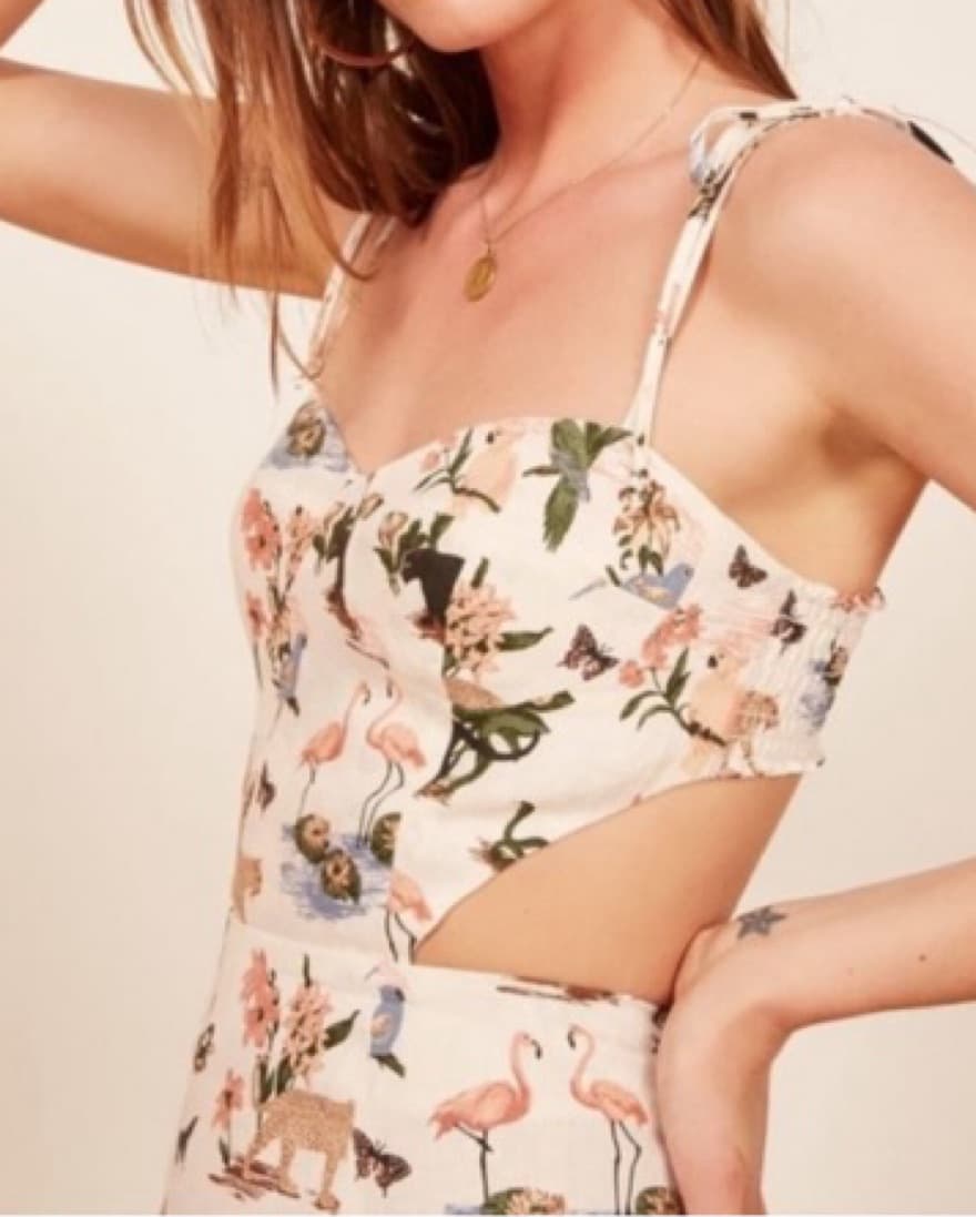 Reformation Jungle Print Linen Midi Dres - Image 3