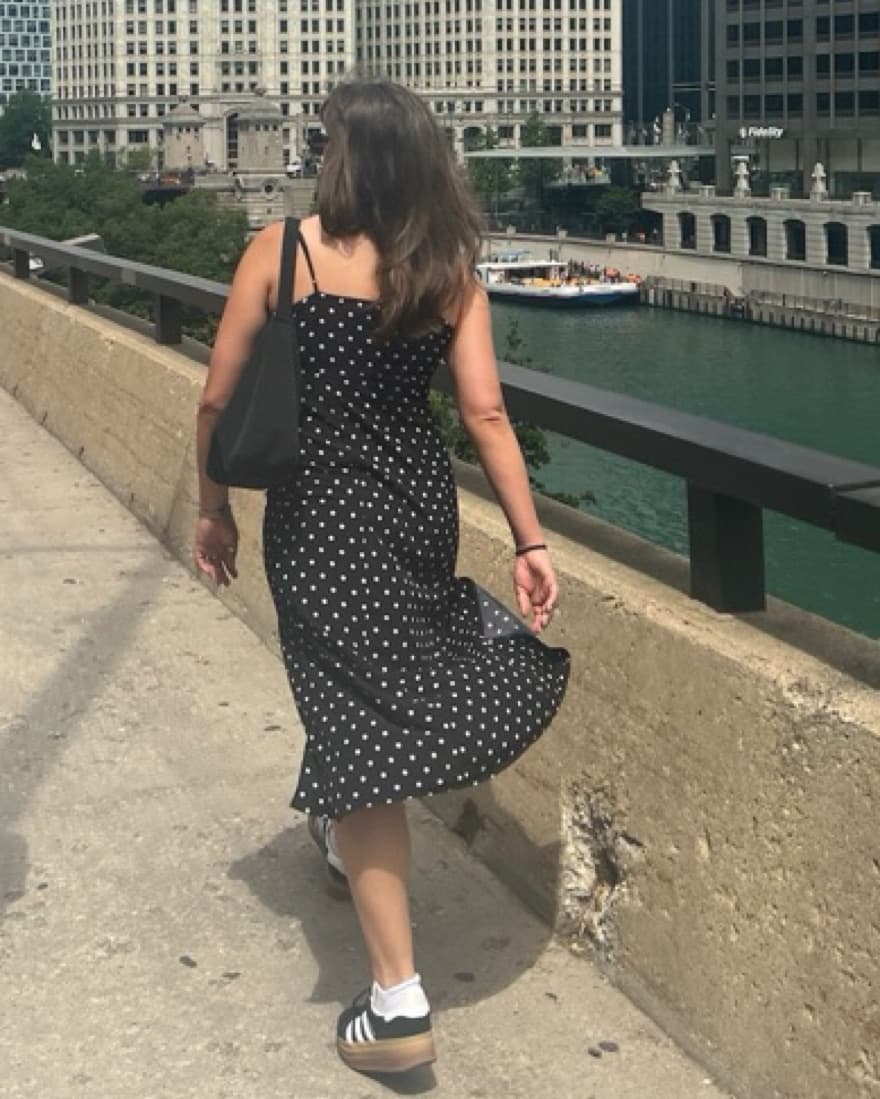 Black Polka Dot Midi Dress - Image 2