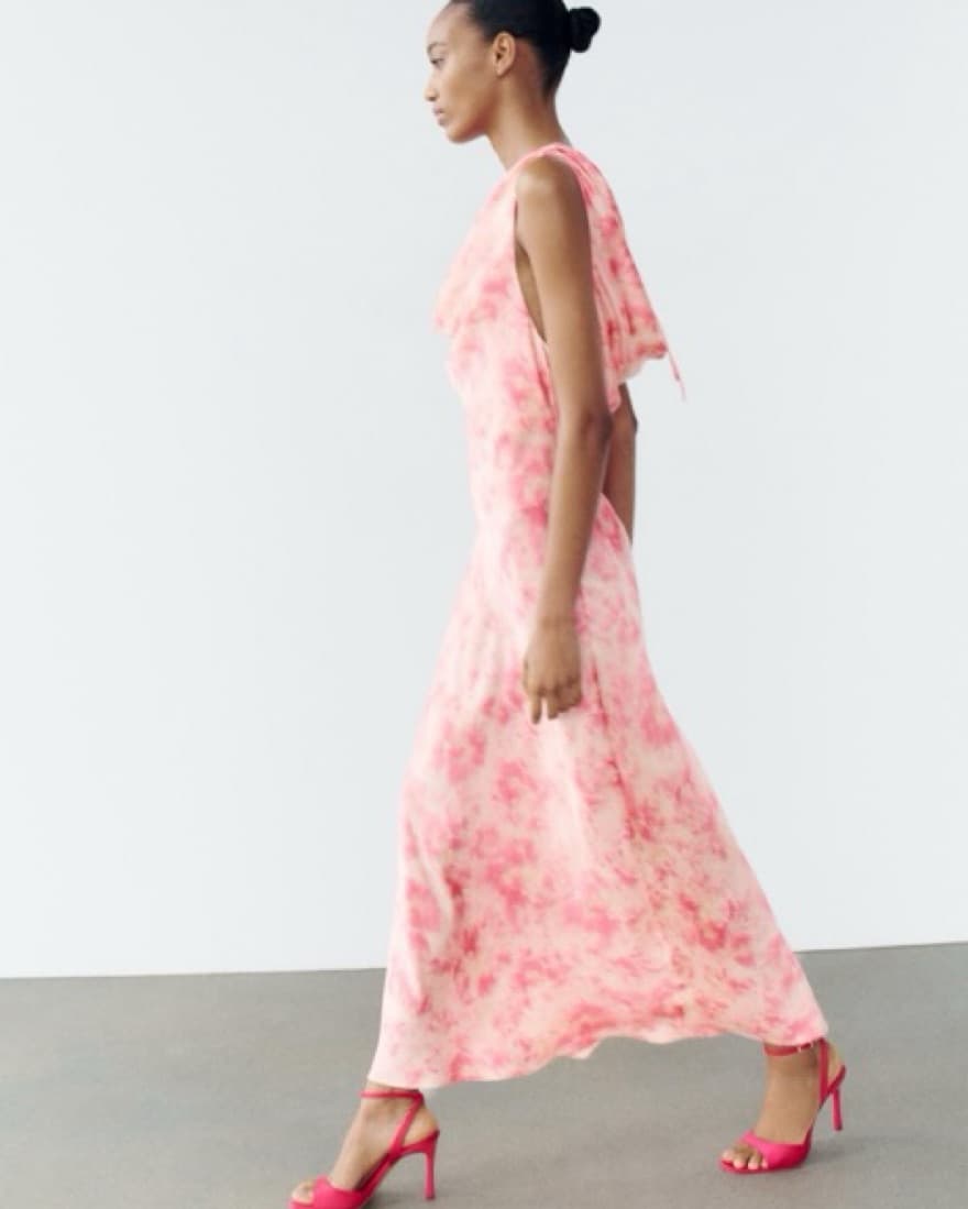 Baby Pink Silk Cowl-neck dress - Image 3