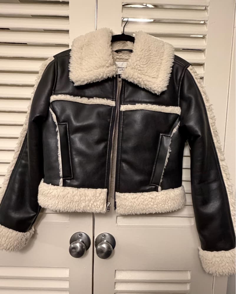 Leather Jacket With Faux Fur Trim - Image 1