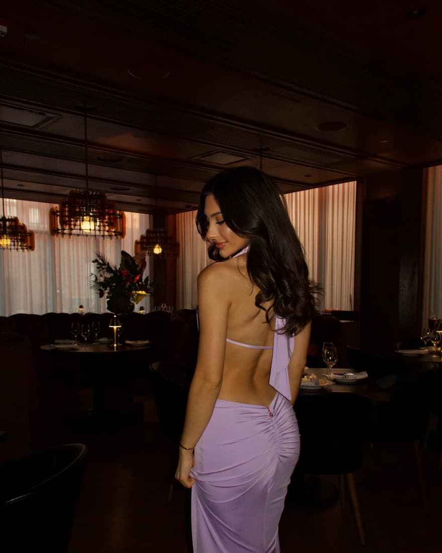 Purple Nookie Olivia Drape Dress - Image 2