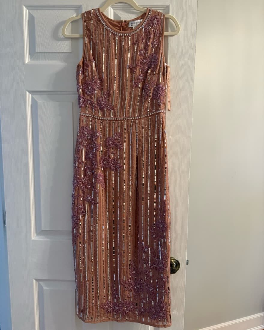 Mac Duggal Pink Sequin Midi Dress  - Image 2