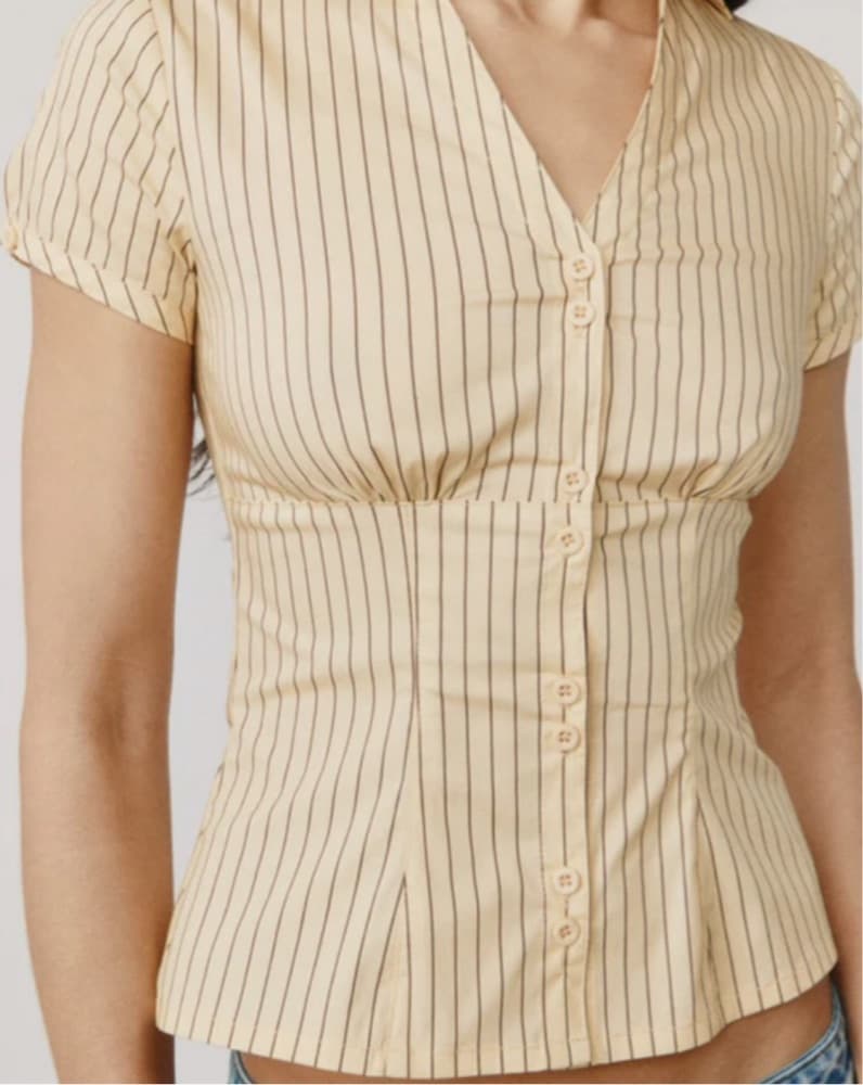 With jean Buttoned Peplum Blouse - Image 3