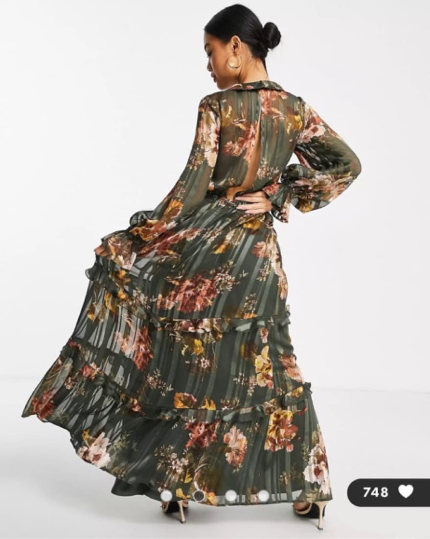 Sheer Floral Tiered Maxi Dress - Image 2