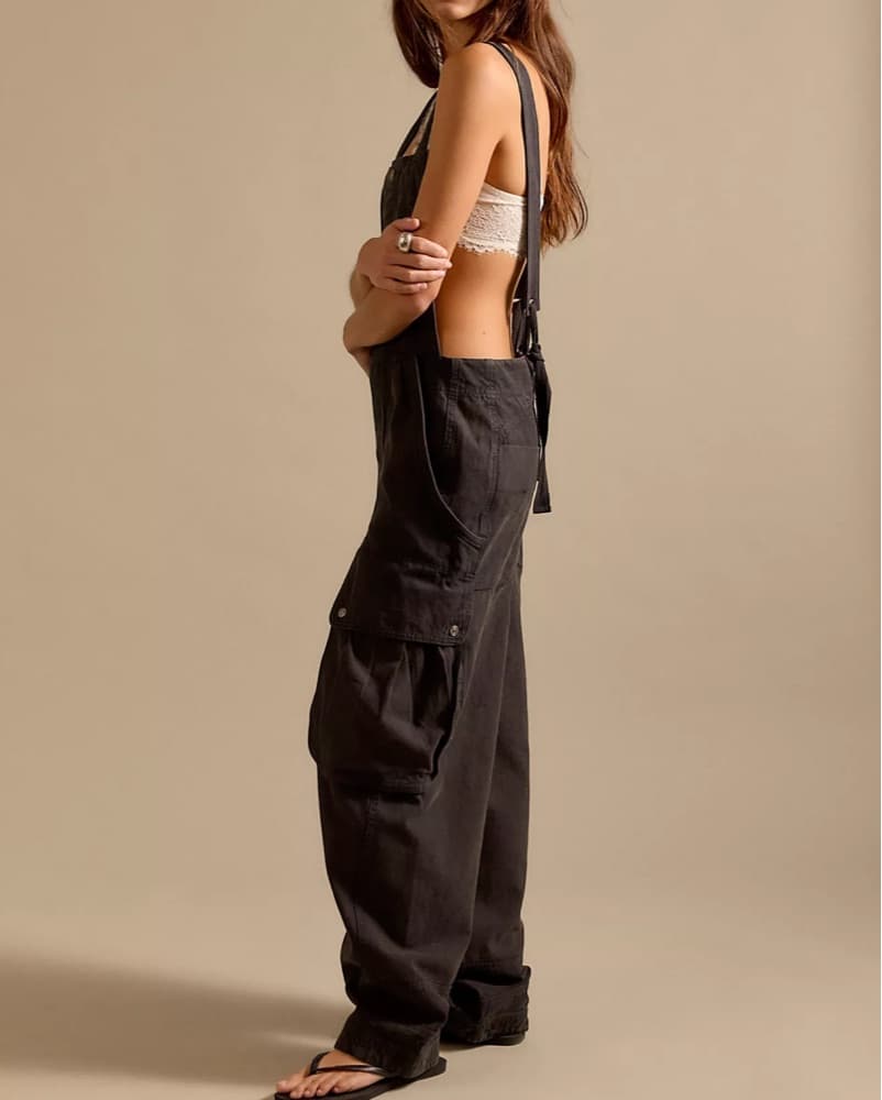 Black Denim Baggy Overalls  - Image 2