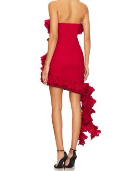 NBD Revolve Wisteria Ruffle Red Dress - Image 3