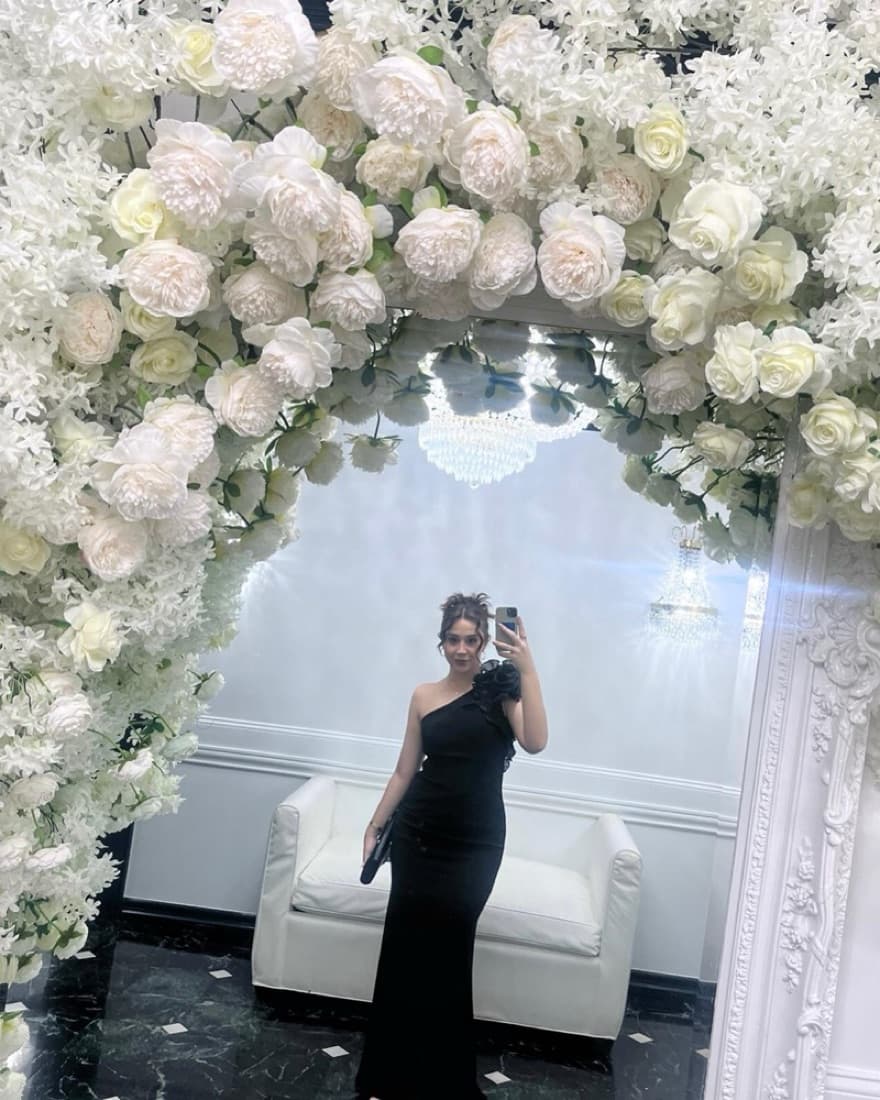 Black One Shoulder Ruffle Gown  - Image 1