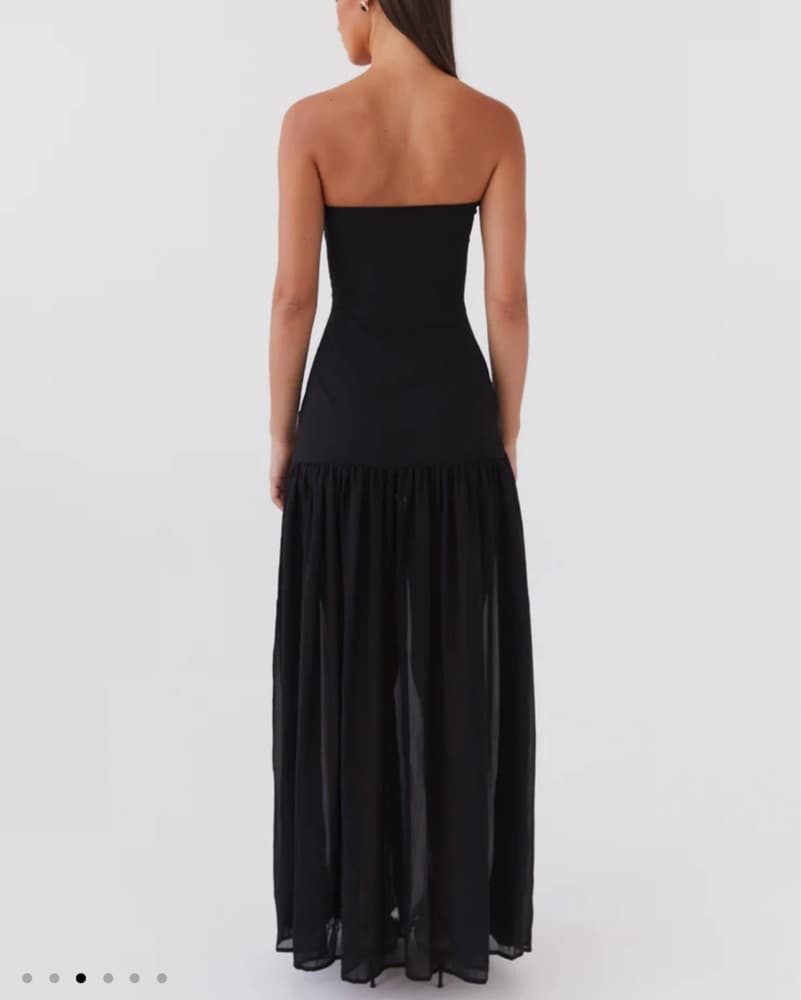 Strapless Black Slit Dress  - Image 2