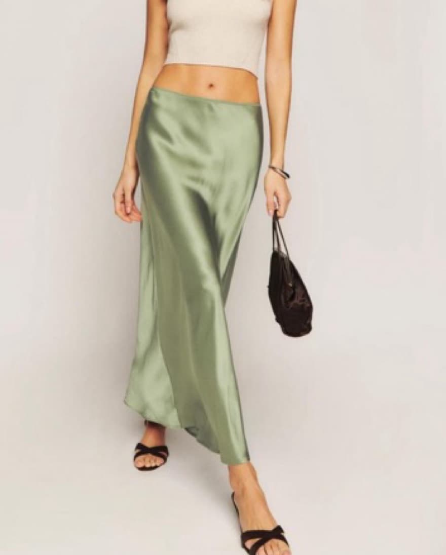 Reformation Green Silk Skirt - Image 1