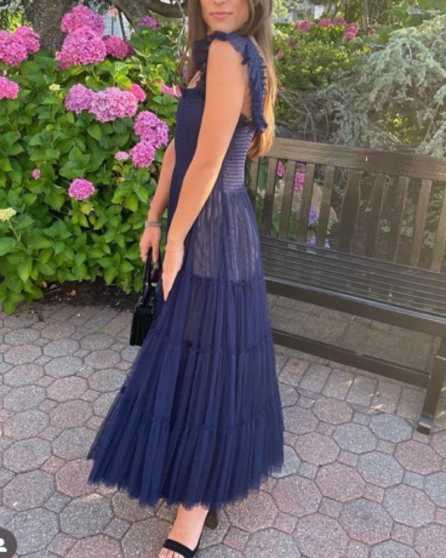 Navy Tulle Sheer Dress  - Image 2