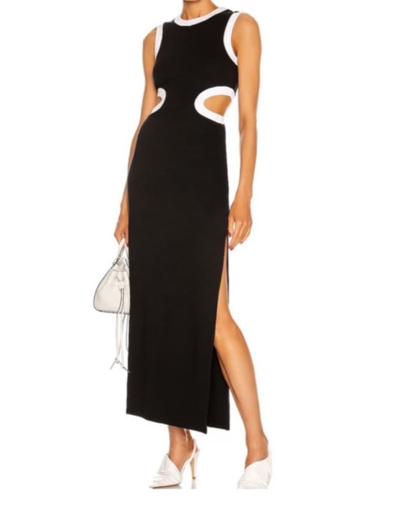 Staud Black & White Cutout Dress - Image 1