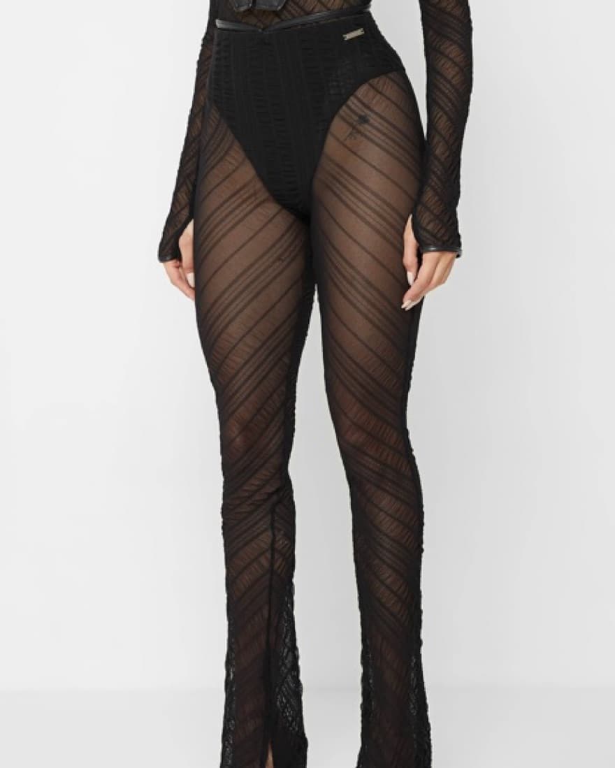 Sheer Trousers With Leather Ties - Image 3