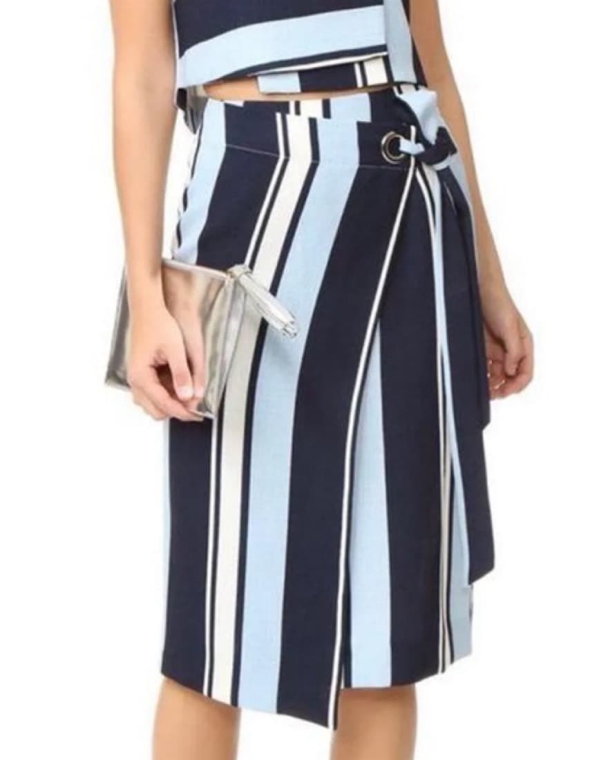 J.O.A. Striped Wrap Skirt - Image 1