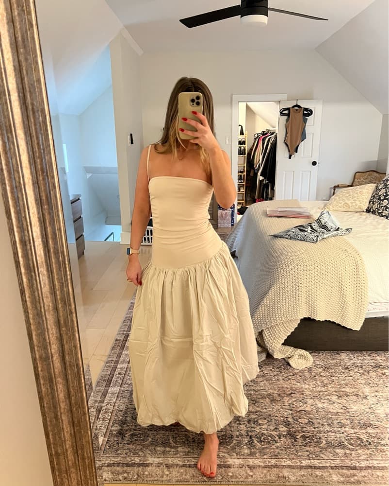 amylynn puffball midi dress in milk - Image 3