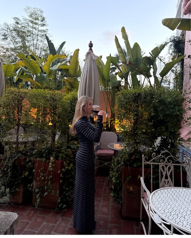 Grey Stripped Long Sleeve Long Dress - Image 1