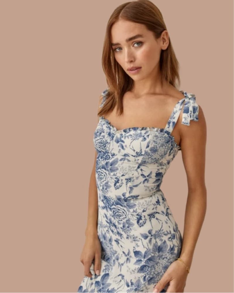 Reformarion Nakiti Dress Blue/White Toil - Image 3