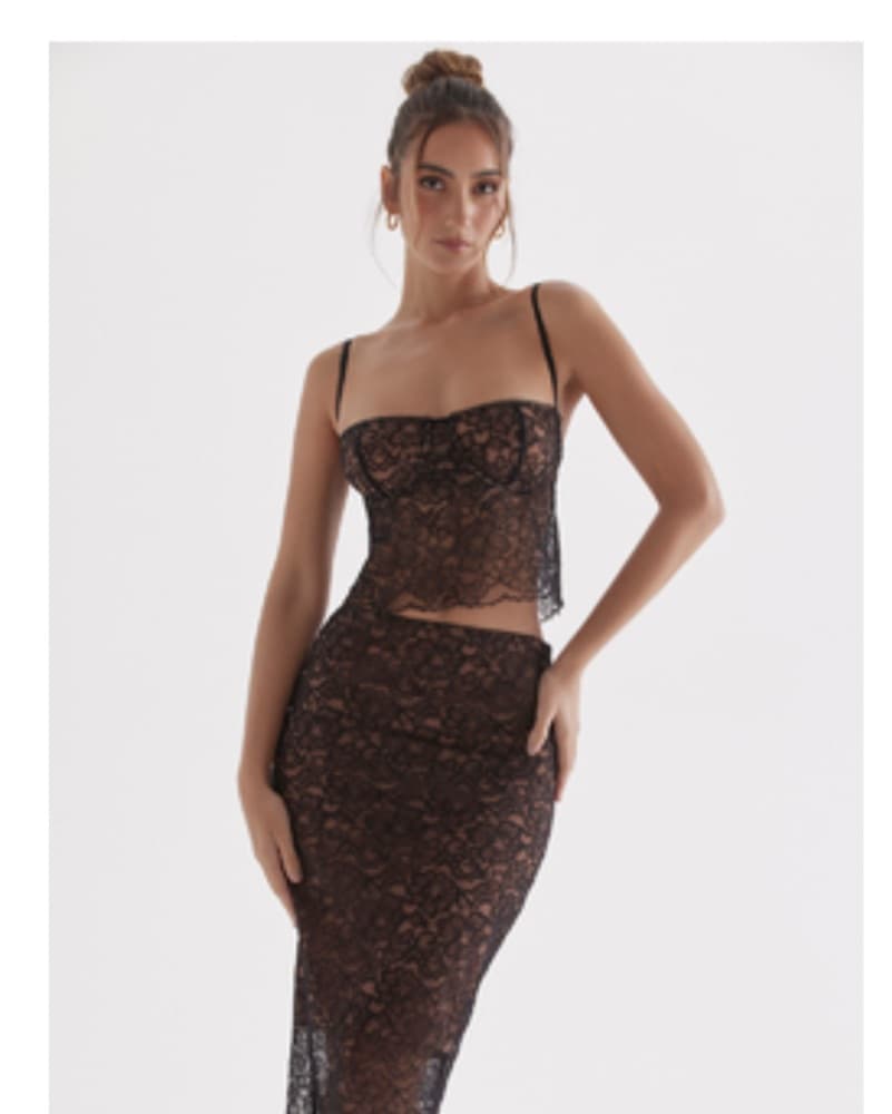 House Of CB Lace Crop Top and Skirt Set - Image 1