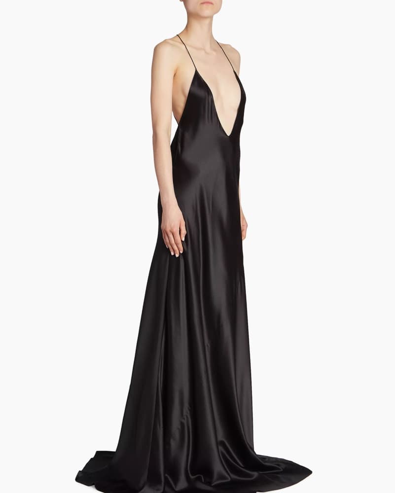 Saint Laurent Black Satin Dress - Image 4
