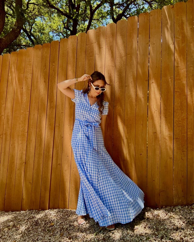 Gingham Maxi Dress with Puff Sleeves - Image 3