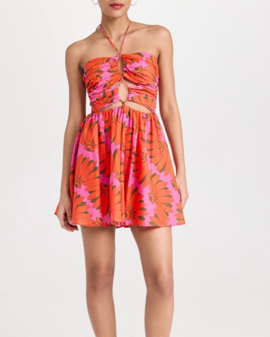 Farm Rio Pink and Orange Mini Dress - Image 4